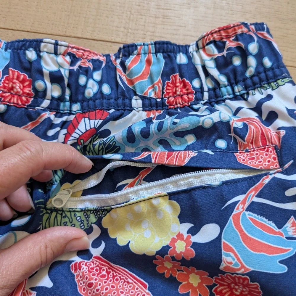 Nautica‎ Swim Trunks Floral Print Drawstring Elastic Waist Casual Mens Size L